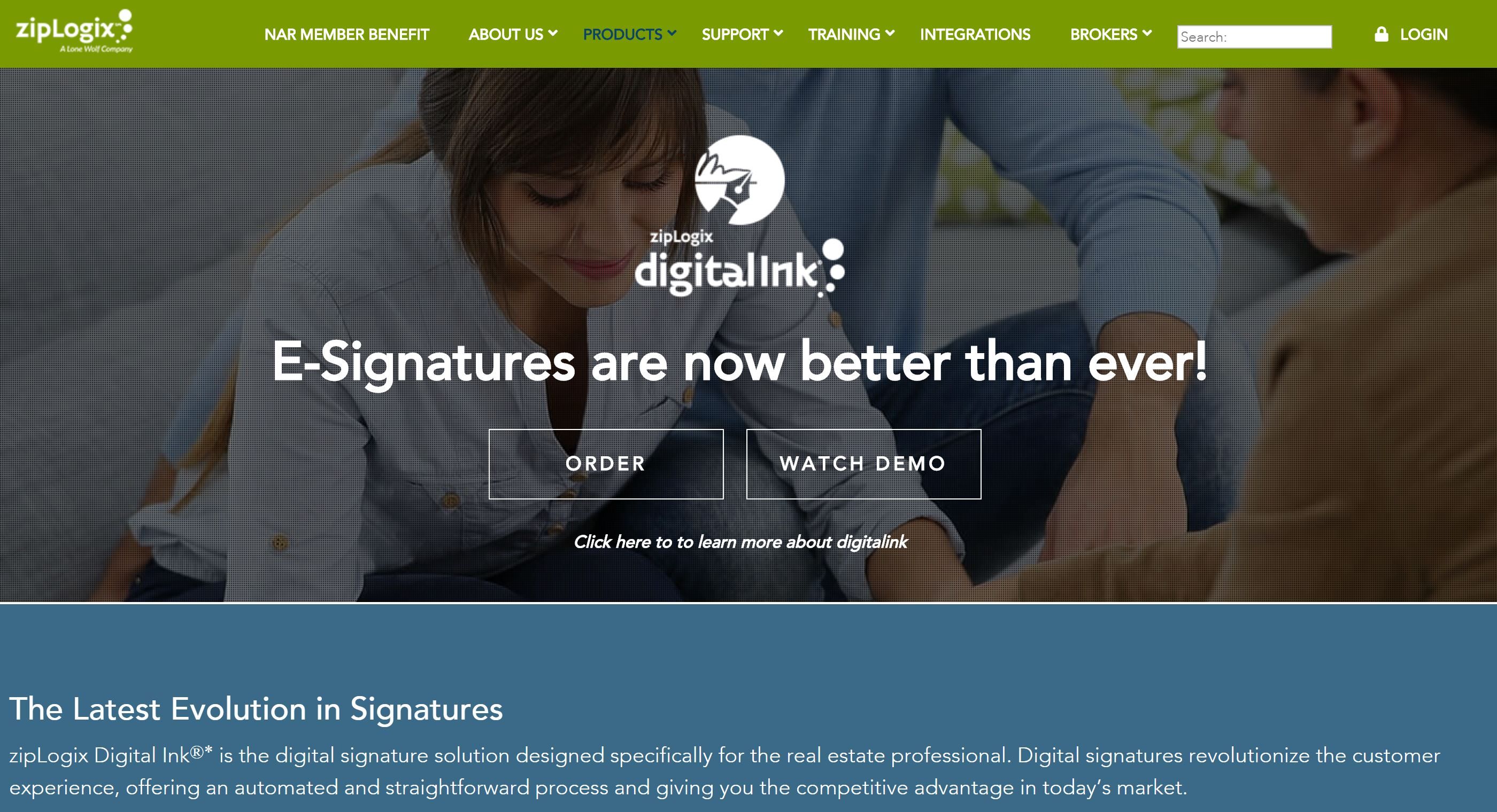 Ziplogix digital ink homepage