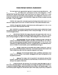 Home Repair Services Agreement Template