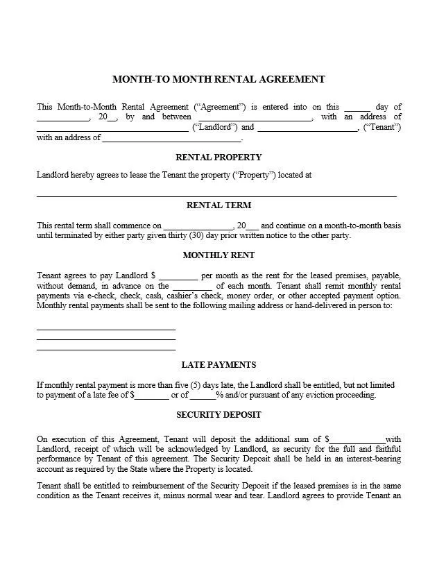 month to month rental agreement template free download approveme