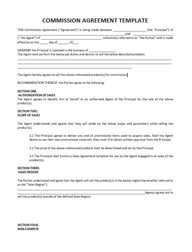 Commission Agreement Template Approveme Free Contract Templates
