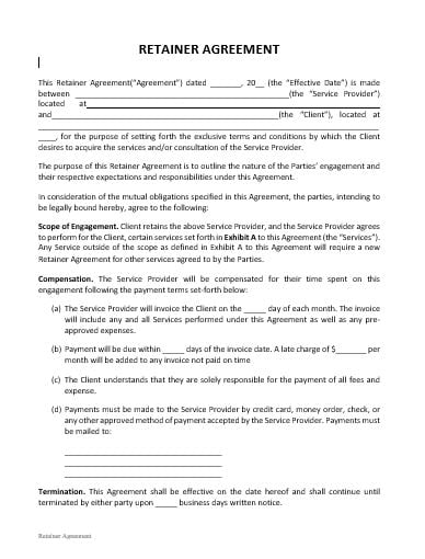 Retainer Agreement Template Approveme Free Contract Templates