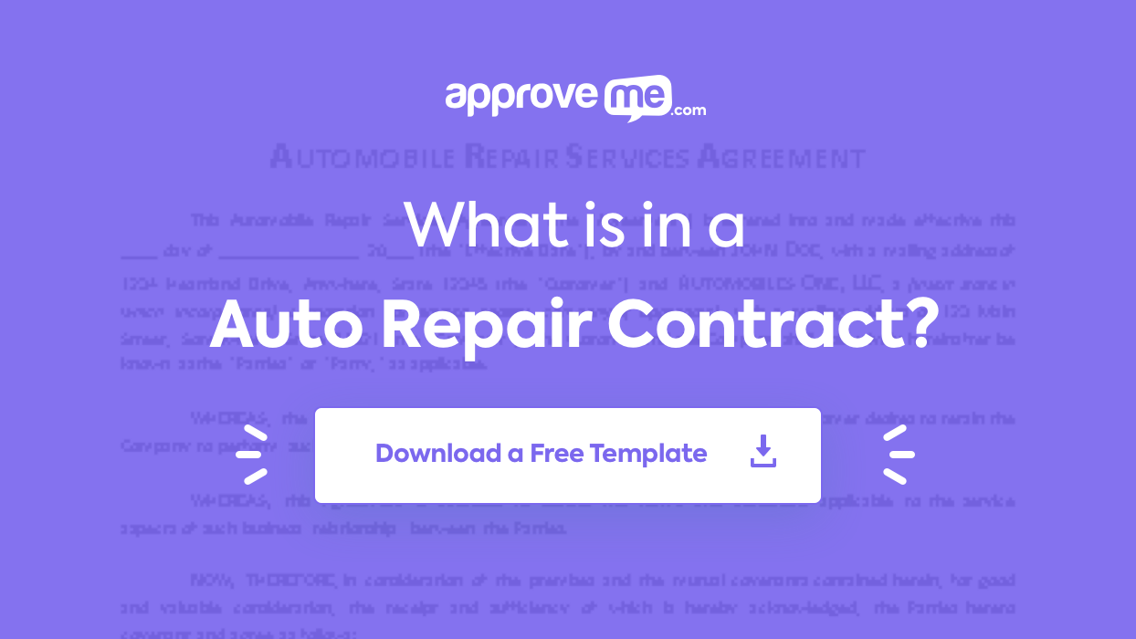 Free Auto Repair Contract Template Sample PDF | ApproveMe.com