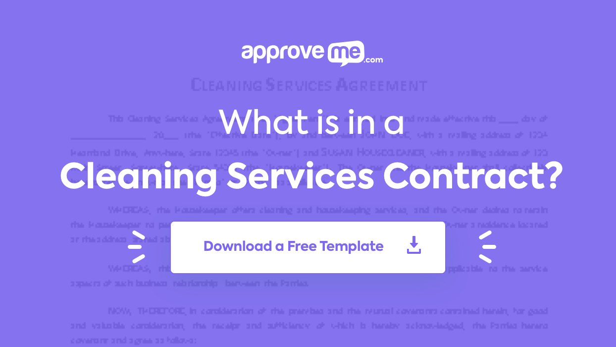 Cleaning Services Contract Template - ApproveMe - Free Contract Throughout free commercial cleaning contract templates