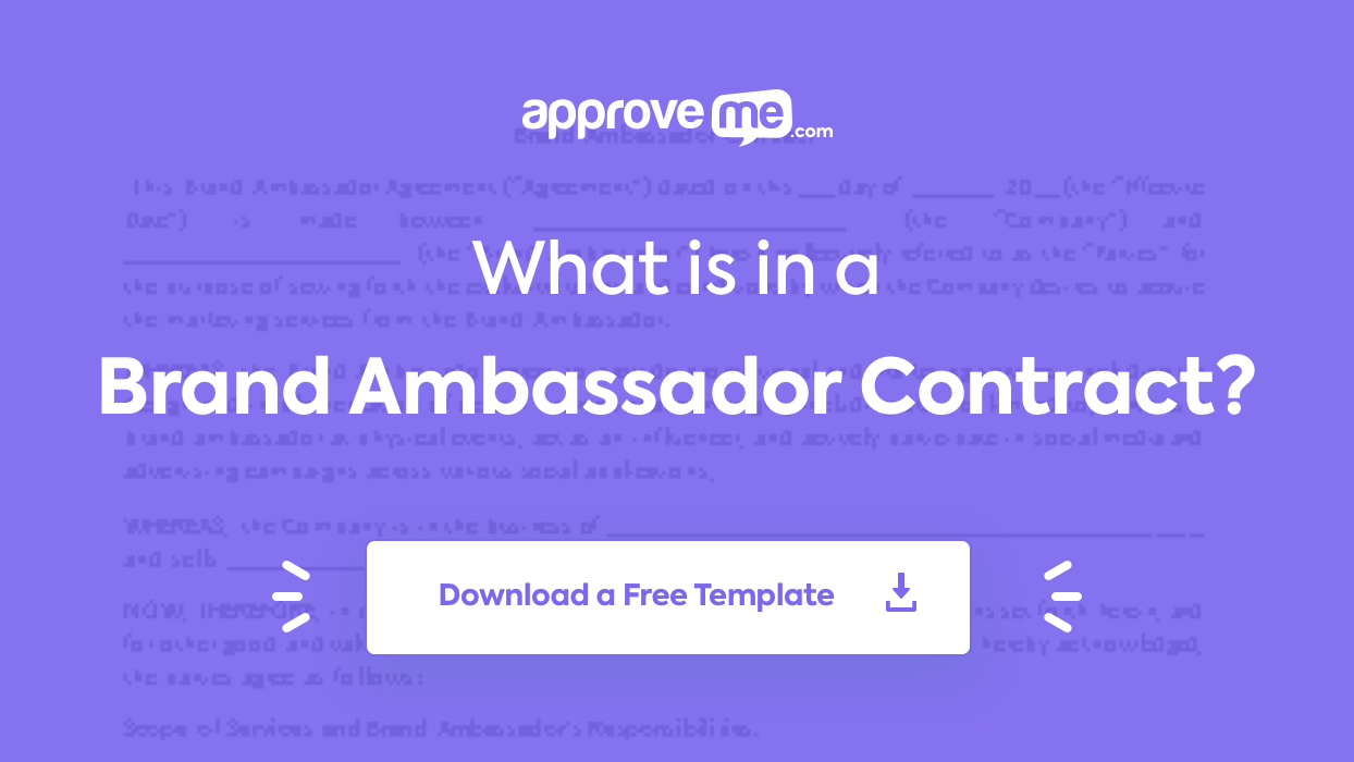 Brand Ambassador Contract Template - ApproveMe - Free Contract Throughout brand ambassador agreement template
