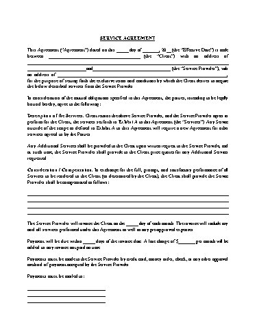 Service Agreement Template Screenshot