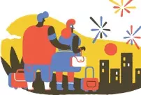 write online signature watch a demo, illustration of two people watching fireworks